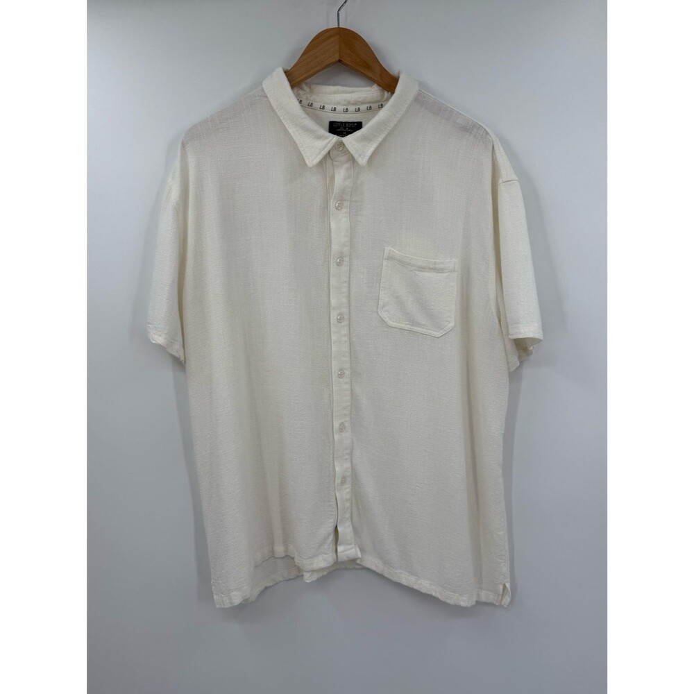 Little Bipsy Collection Linen Blend Button Down Shirt | Cream | XXL